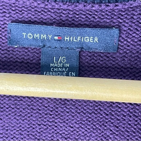 TOMMY HILFIGER Purple Cotton Blend Button-Front Cardigan, Large - Picture 5 of 7